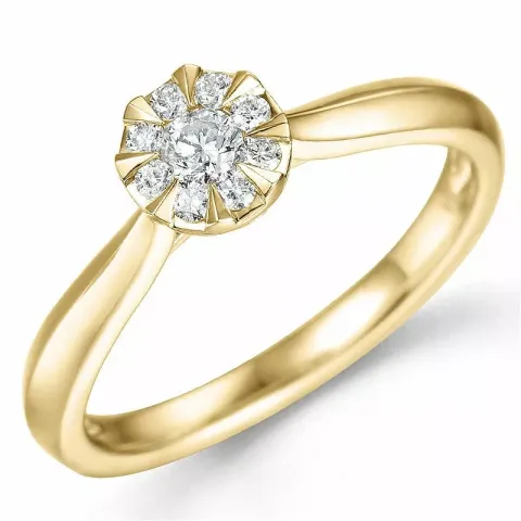 runder Diamant Ring in 14 Karat Gold 0,10 ct 0,12 ct