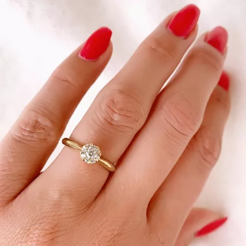 runder Diamant Ring in 14 Karat Gold 0,10 ct 0,12 ct