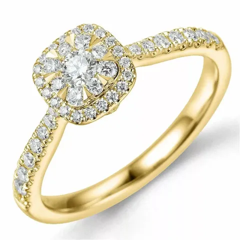 viereckigem Diamantring in 14 Karat Gold 0,10 ct 0,44 ct