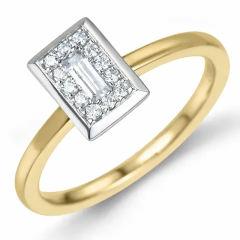 viereckigem Diamantring in 14 Karat Gold- und Weißgold 0,10 ct 0,10 ct