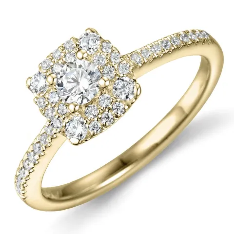 viereckigem Diamantring in 14 Karat Gold 0,21 ct 0,30 ct