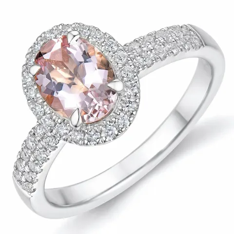 morganit Diamantring in 14 Karat Weißgold 1,28 ct 0,53 ct