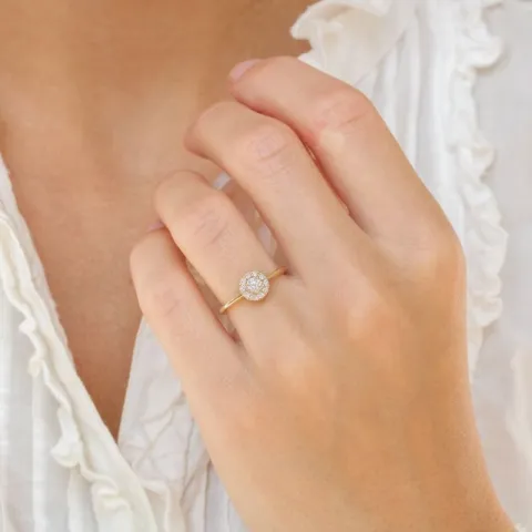 runder Diamantring in 14 Karat Gold 0,20 ct 0,15 ct