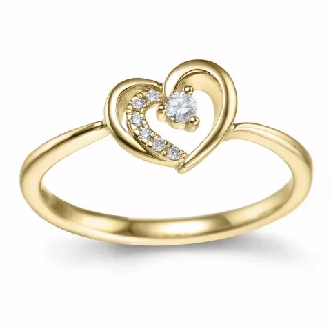 Herz Diamant Ring in 14 Karat Gold 0,065 ct