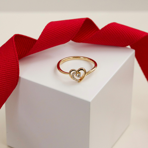 Herz Diamant Ring in 14 Karat Gold 0,065 ct