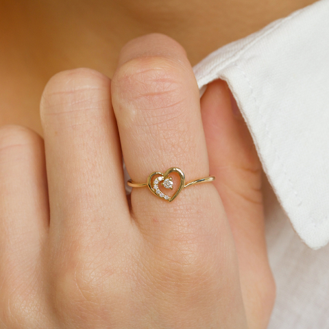 Herz Diamant Ring in 14 Karat Gold 0,065 ct