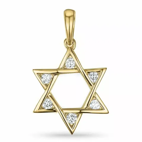 Davidstern diamantanhänger in 14 karat gold- und weißgold 0,18 ct