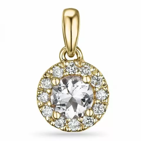runder morganit Diamantanhänger in 14 karat Gold 0,32 ct 0,12 ct