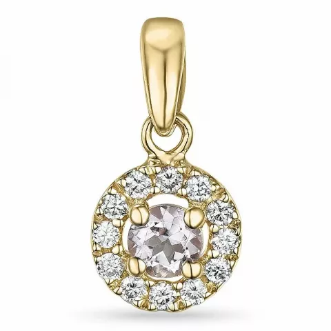 runder morganit Diamantanhänger in 14 karat Gold 0,09 ct 0,07 ct