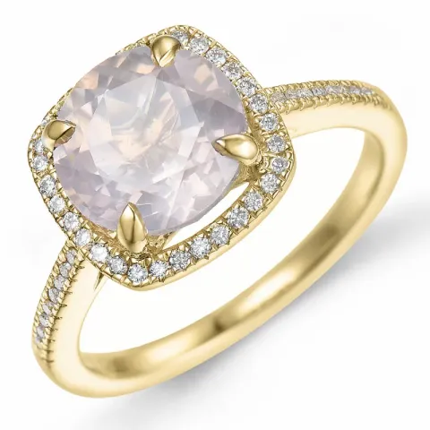 viereckigem Quarz Diamantring in 14 Karat Gold 2,65 ct 0,18 ct