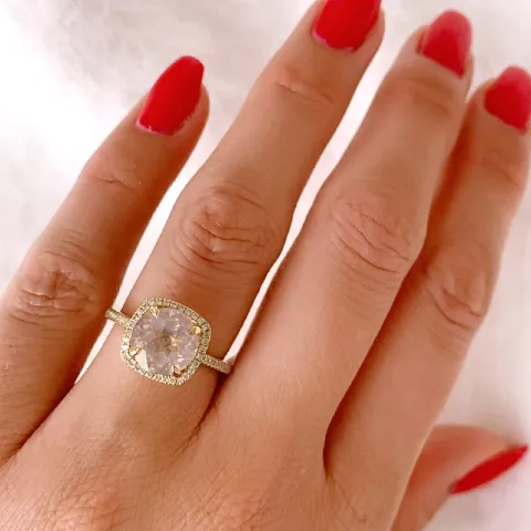 viereckigem Quarz Diamantring in 14 Karat Gold 2,65 ct 0,18 ct
