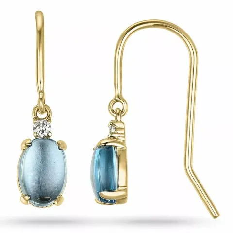 ovalen Topas Diamantohrringe in 14 Karat Gold mit Topas und Diamant
