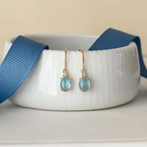 ovalen Topas Diamantohrringe in 14 Karat Gold mit Topas und Diamant