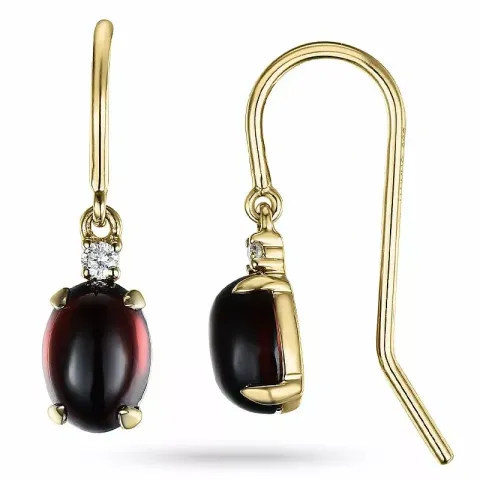 ovalen Granat Diamantohrringe in 14 Karat Gold mit Granat und Diamant