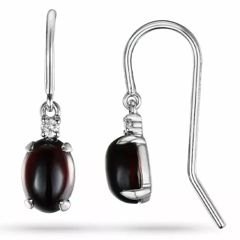 ovalen Granat Diamantohrringe in 14 Karat Weißgold mit Granat und Diamant
