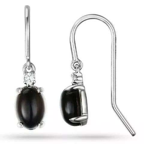 ovalen Quarz Diamantohrringe in 14 Karat Weißgold mit Quarz und Diamant