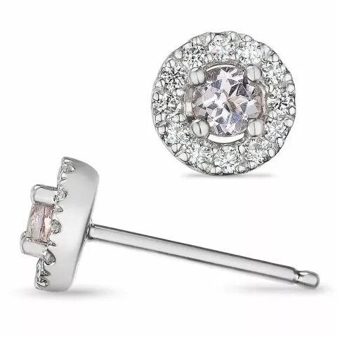 runden morganit Diamantohrringe in 14 Karat Weißgold mit morganit und Diamant