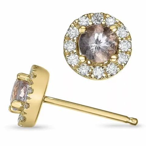 runden morganit Diamantohrringe in 14 Karat Gold mit morganit und Diamant