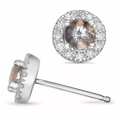 runden morganit Diamantohrringe in 14 Karat Weißgold mit morganit und Diamant