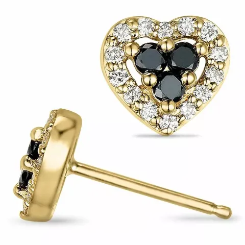 Herz schwarzem Diamant Ohrstecker in 14 Karat Weißgold mit schwarz Diamant und Diamant