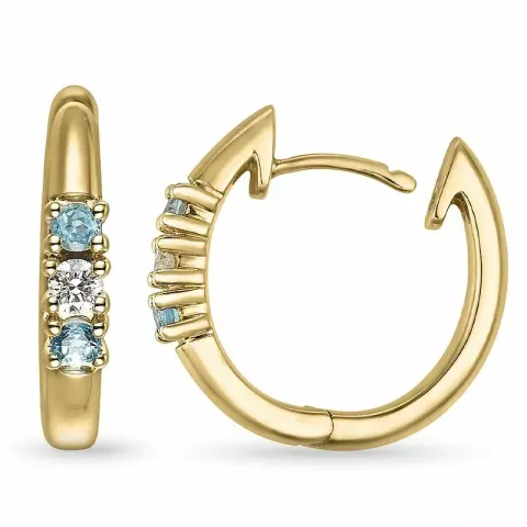 16 mm Topas Kreole in 14 Karat Gold mit Diamant und Topas