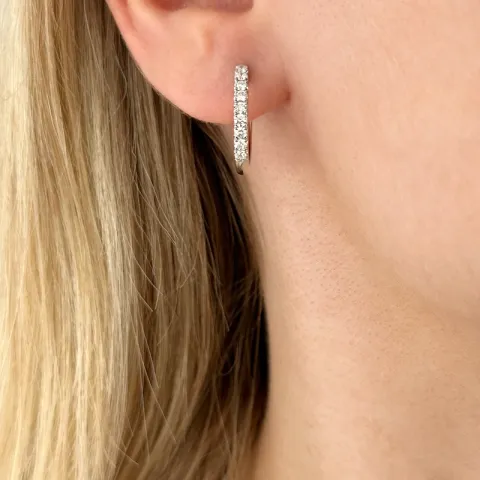 18 mm Kreole in 14 Karat Weißgold mit Diamant