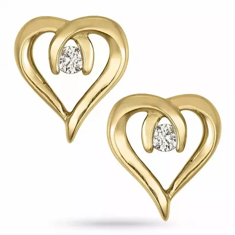 Herz diamant ohrstecker in 14 karat gold mit diamanten 