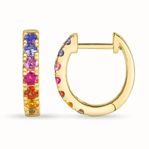 13 mm regenbogenfarbenen Saphir Kreole in 14 Karat Gold mit Saphir