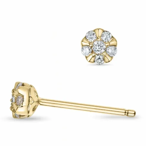 runden Diamant Ohrstecker in 14 Karat Gold mit Diamant und Diamant