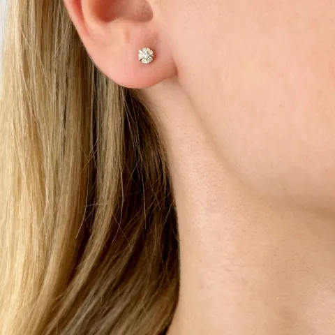 runden Diamant Ohrstecker in 14 Karat Gold mit Diamant und Diamant