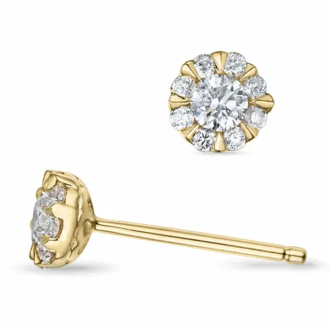runden Diamant Ohrstecker in 14 Karat Gold mit Diamant und Diamant