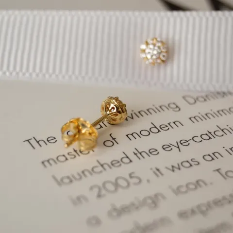 runden Diamant Ohrstecker in 14 Karat Gold mit Diamant und Diamant
