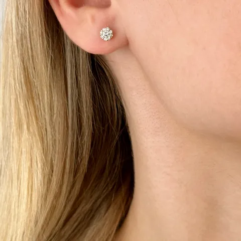 runden Diamant Ohrstecker in 14 Karat Gold mit Diamant und Diamant
