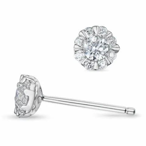 runden Brillant Ohrstecker in 14 Karat Weißgold mit Diamant und Diamant