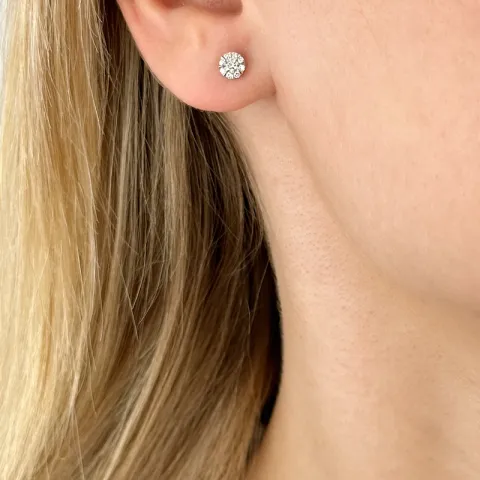 runden Brillant Ohrstecker in 14 Karat Weißgold mit Diamant und Diamant