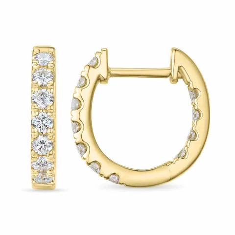 14 mm Diamant Kreole in 14 Karat Gold mit Diamant 