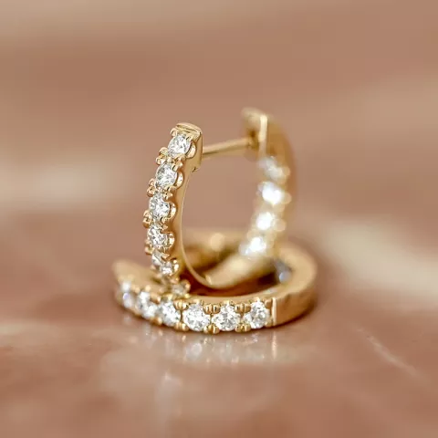 14 mm Diamant Kreole in 14 Karat Gold mit Diamant 