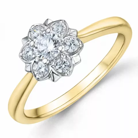 Blumen Diamant Ring in 14 Karat Gold- und Weißgold 0,20 ct 0,20 ct