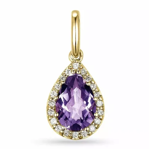 Tropfenförmigen amethyst diamantanhänger in 14 karat gold 0,10 ct 1,55 ct