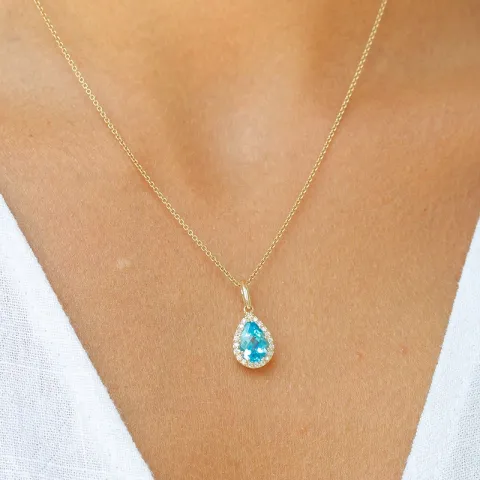 tropfenförmigen Topas Diamantanhänger in 14 karat Gold 0,10 ct 2,0 ct