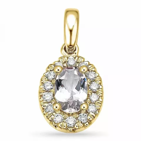 ovaler morganit Diamantanhänger in 14 karat Gold 0,42 ct 0,15 ct