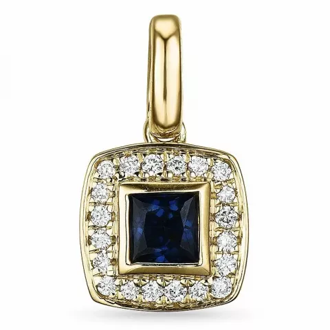 Viereckigem saphir diamantanhänger in 14 karat gold 0,08 ct 0,35 ct