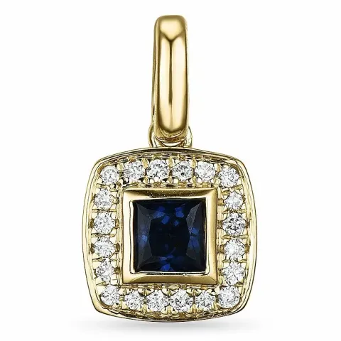 Viereckigem saphir diamantanhänger in 14 karat gold 0,08 ct 0,35 ct