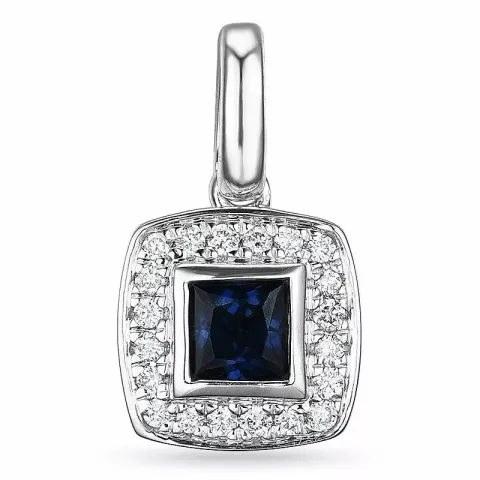 Viereckigem saphir diamantanhänger in 14 karat weißgold 0,08 ct 0,35 ct