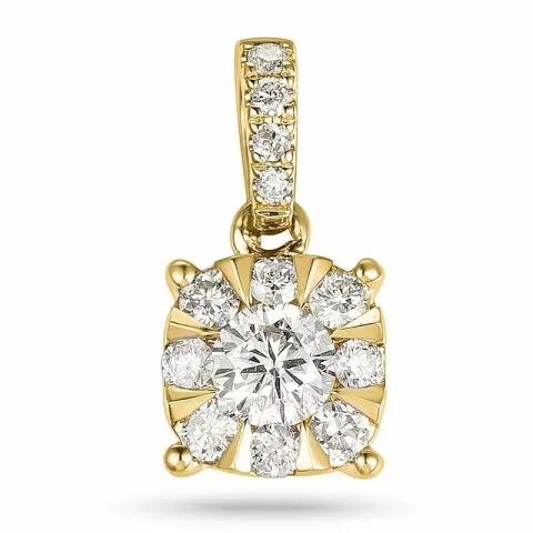 Elegant runder diamantanhänger in 14 karat gold 0,15 ct 0,18 ct