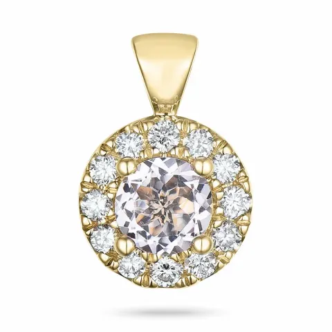 runder morganit Diamantanhänger in 14 karat Gold 0,43 ct 0,22 ct