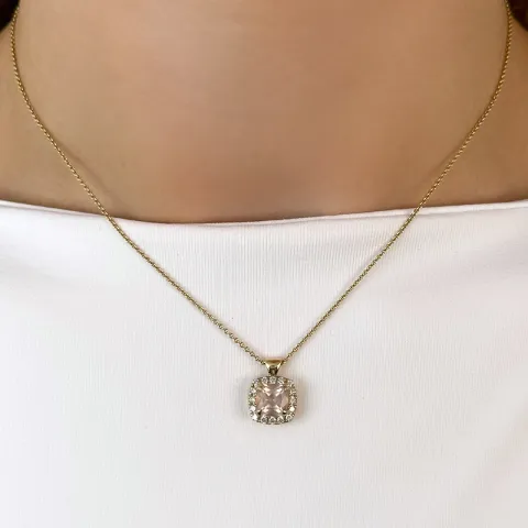 viereckigem Quarz Diamantanhänger in 14 karat Gold 1,45 ct 0,28 ct