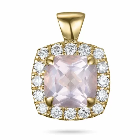 viereckigem Quarz Diamantanhänger in 14 karat Gold 1,45 ct 0,28 ct