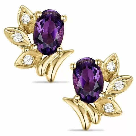 Blatt amethyst diamantohrringe in 14 karat gold mit diamanten und amethysten 