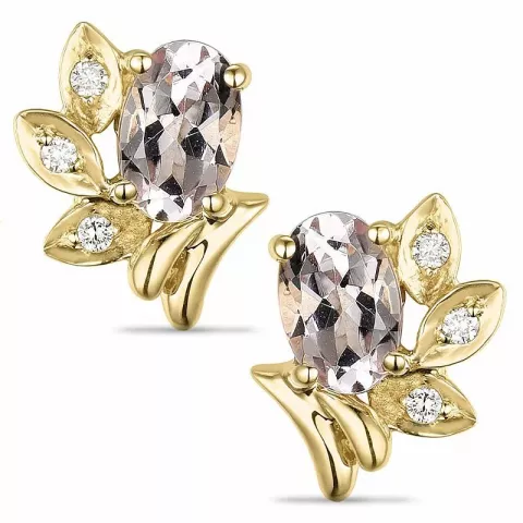 Blatt morganit diamantohrringe in 14 karat gold mit diamanten und morganit 